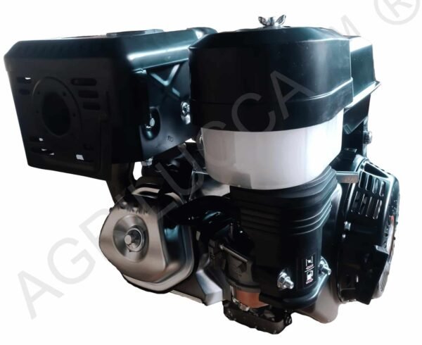 alt=Motore a scoppio 18 hp avvio elettrico con filtro ad olio vista lato